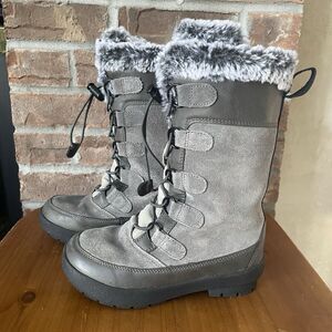 Suede Faux Fur Boots All in Motion Alberta Girls Size 13 Winter Boots Gray